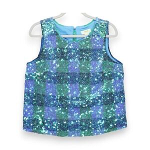 MAEVE by‎ Anthropologie Amatheia Sequined Check Sleeveless Women's Top Size 10